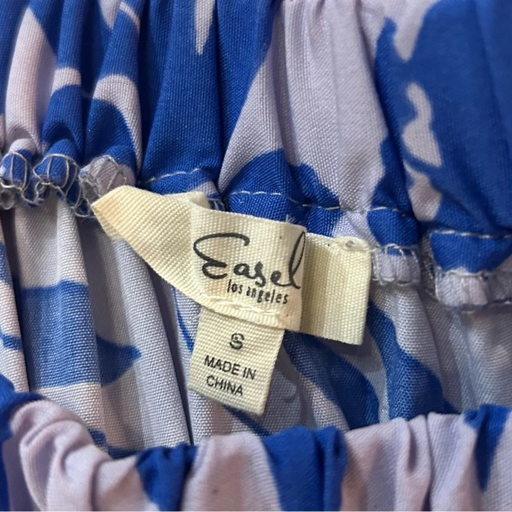 NEW Easel Floral Print Off Shoulder Challis Maxi Dress Sz S Tie Waist Sundress - Picture 10 of 10